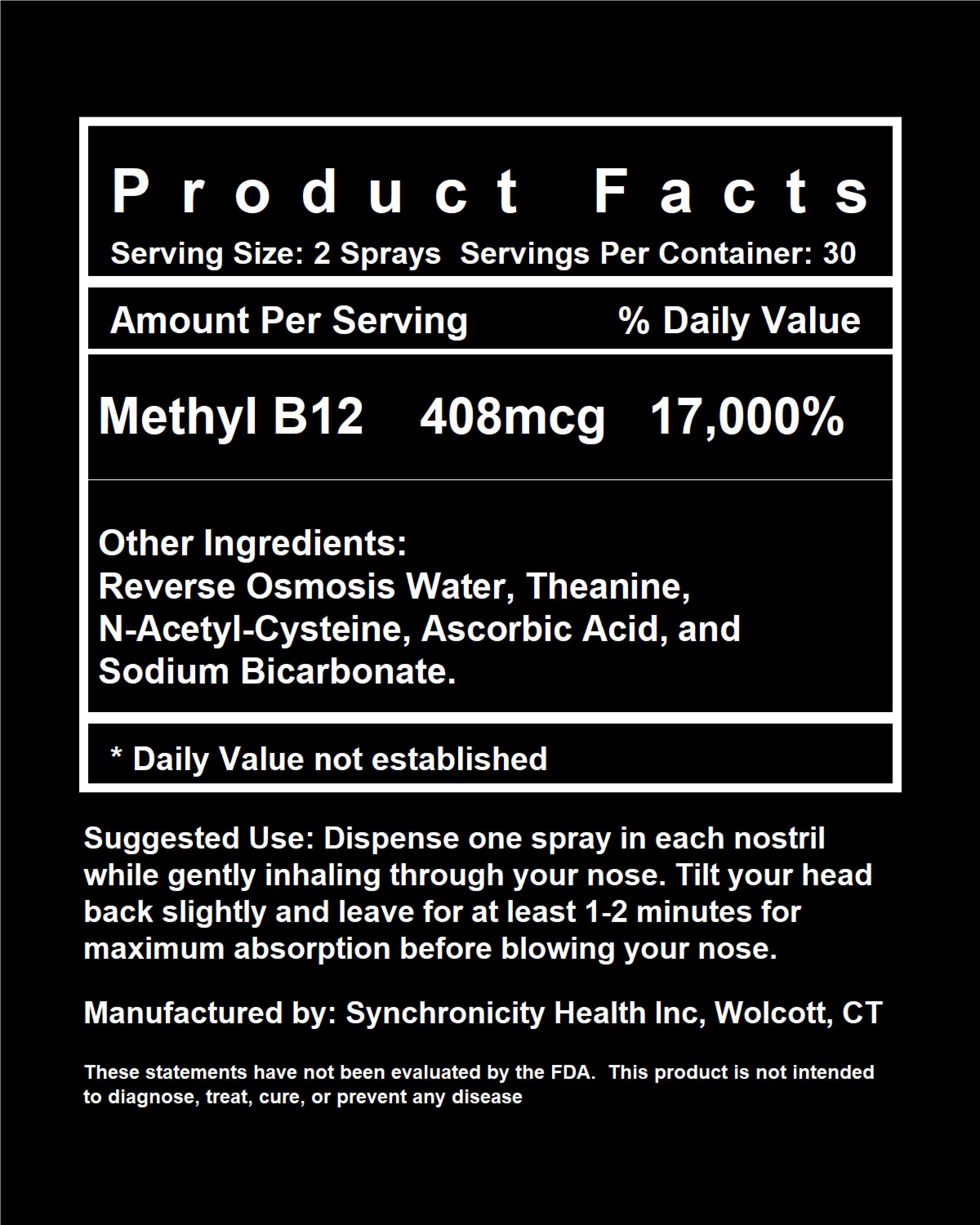 Methyl B-12 Nasal Spray - Synchronicity Health