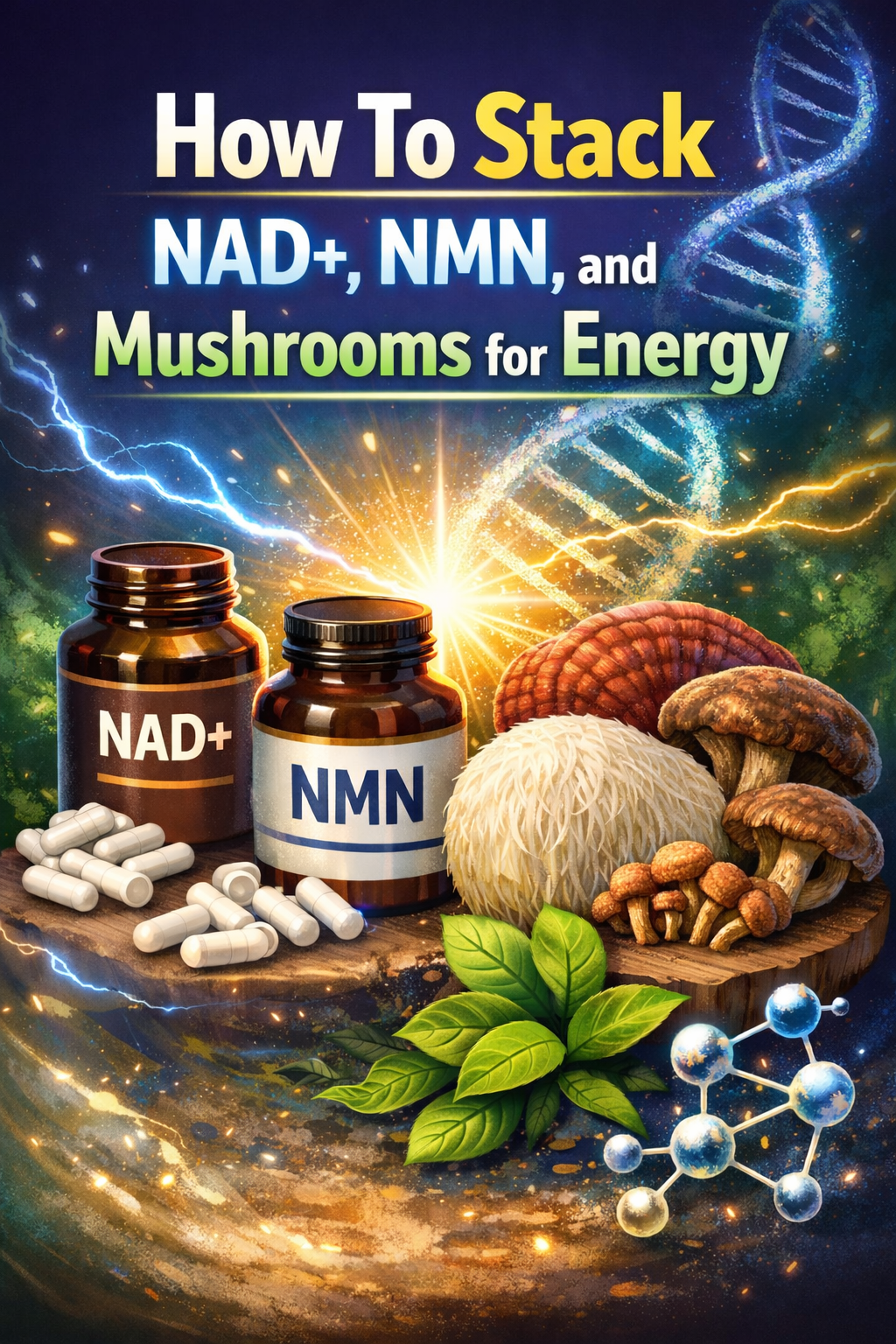 How To Stack NAD+, NMN, and Mushrooms for Energy