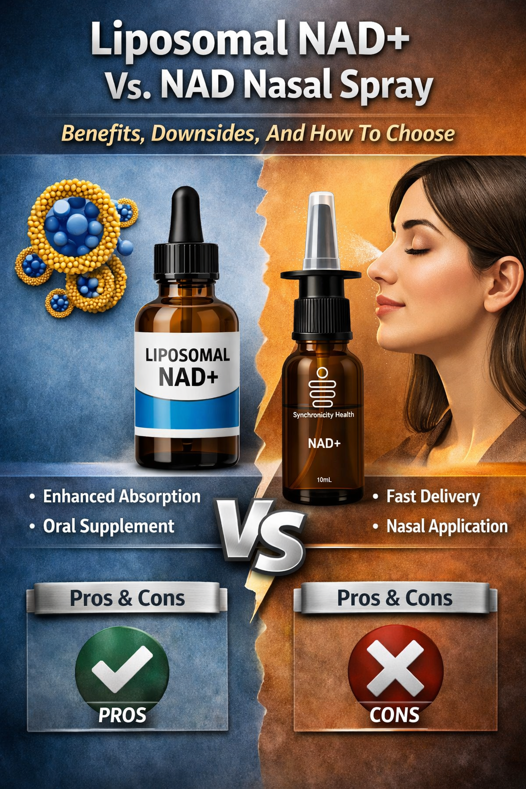 Liposomal NAD+ Vs. NAD Nasal Spray: Benefits, Downsides, And How To Choose