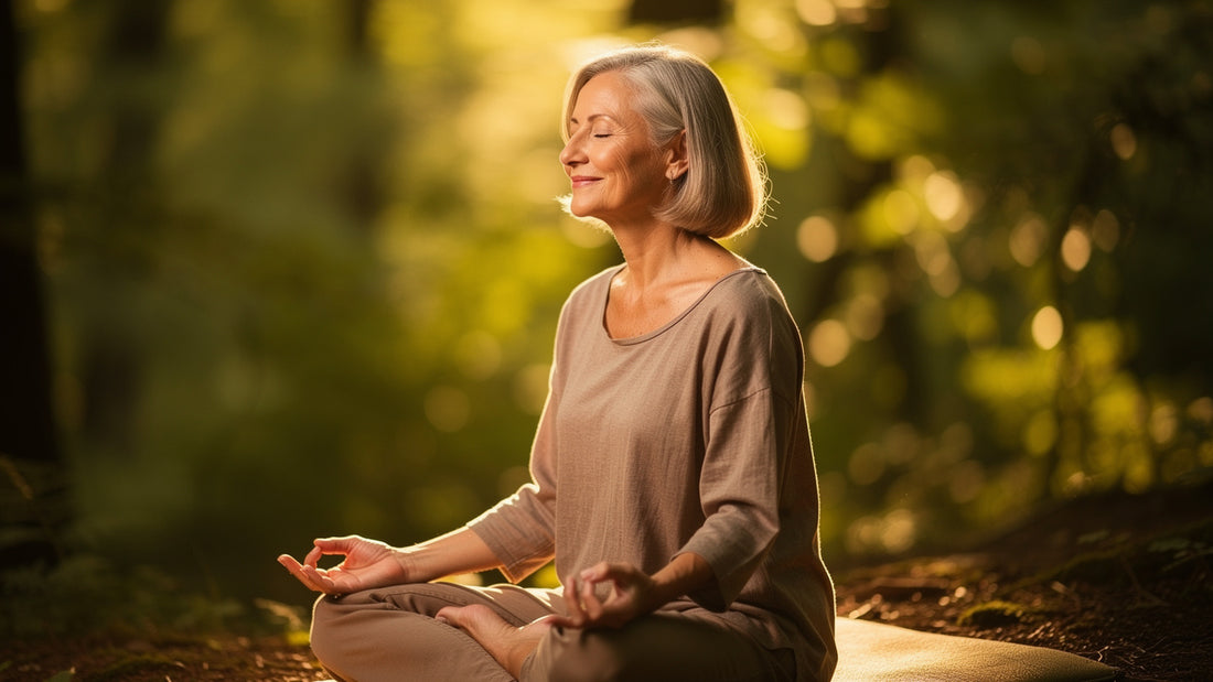 Woman experiencing peaceful stress relief and emotional calm